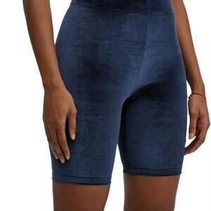 FABLETICS High Waisted Velour 9” Bike Short Women's L Deep Navy Stretchy NEW